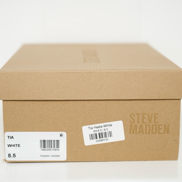 Steve Madden Tia Heels in White with Gold Hardware Women’s Size 8.5 New In Box! - Picture 13 of 14